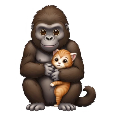 gorilla hugging a kitten sticker