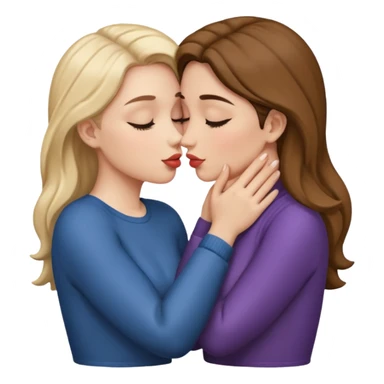two women kissing hands wrapped around each other sticker