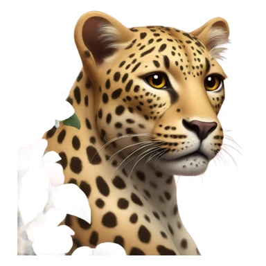 Leopard with a hibiscus flower by the ear sticker