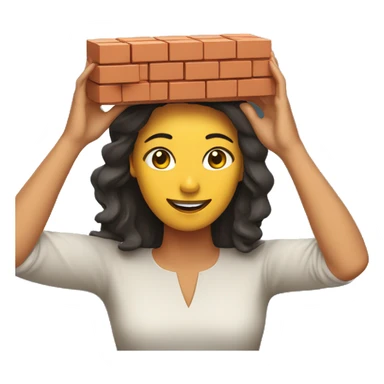Woman holding brick over head sticker