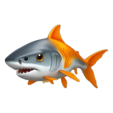 a goldfish head on top of a shark body sticker