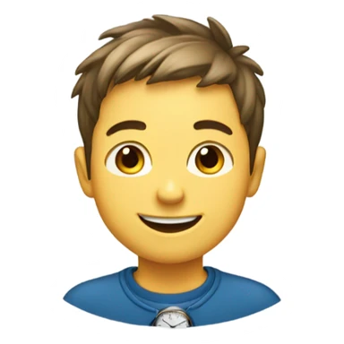 smiling boy outdoors with watch sticker