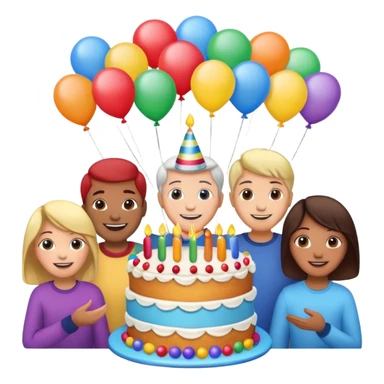 Birthday cake balloons freinds and family sticker