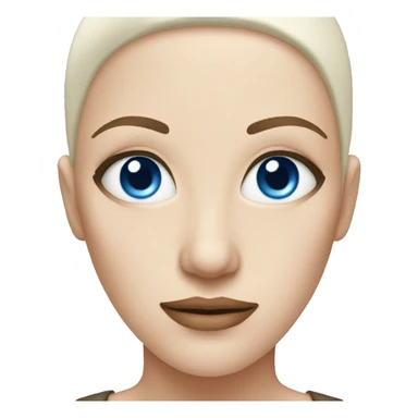 pale woman with shaved head and blue eyes sticker