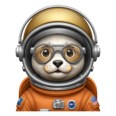 seal wearing glasses in astronaut helmet sticker
