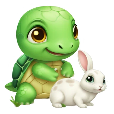 little cute baby turtle and rabbit sticker