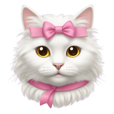 fluffy white cat with a pink bow  sticker