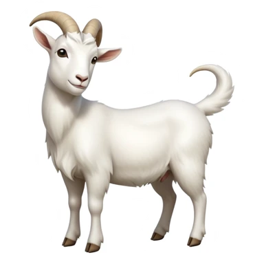 cinematic-[white goat]-realistic-full-body-standing-emoji,-tail-flicking-lazily,-head-tilted-dramatically,-sleek-[white]-fur,-simplified-yet-realistic-focused-features,-highly-detailed,-glowing-with-an-almost-sarcastic-glow sticker
