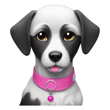 Dog black and white with pink Accessoires  sticker