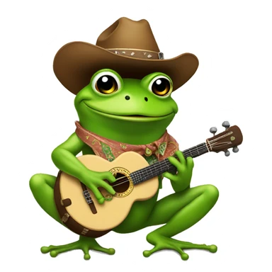 frog with a cowboy hat playing the banjo sticker