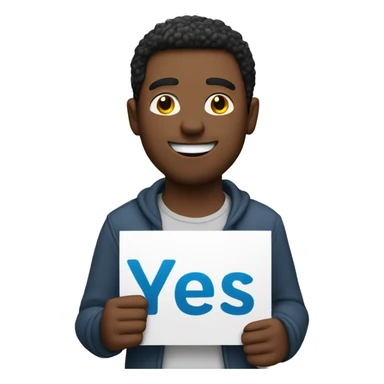 Guy holding sign that says yes sticker