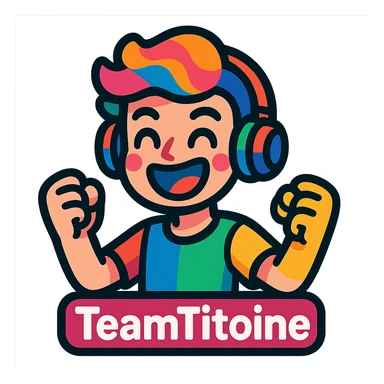 energetic and colorful TeamTitoine icon in vibrant toon style sticker