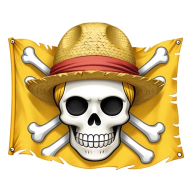One Piece Straw Hat Pirates flag with skull wearing straw hat sticker