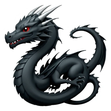 iOS sticker, minimal dragon symbol, monochrome black, dark fantasy sticker