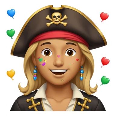 kissing pirate face with confetti sticker