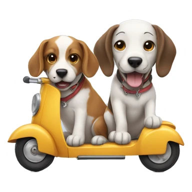 Two dogs pulling a scooter  sticker