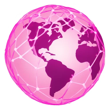 Pink and light pink connected network globe   sticker