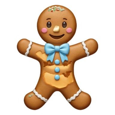 Gingerbread man with light blue bow sticker