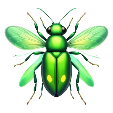 Green lightning bug glowing sticker