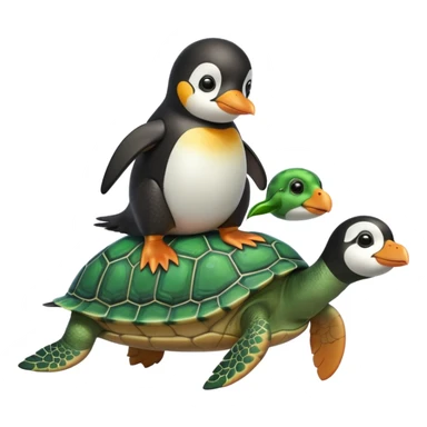 penguin riding a turtle sticker