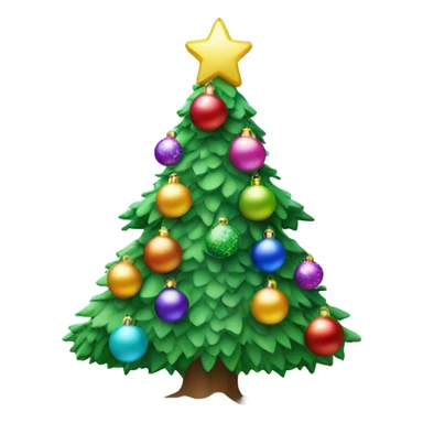 green snowy christmas tree with multicoloured baubles sticker