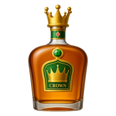 Combine the whiskey bottle from the first image with the cap from the second image, keeping the style consistent. The background should be transparent. The style is a realistic whiskey bottle with a matching cap. sticker