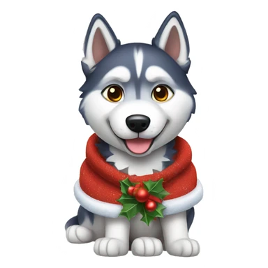 husky wearing christmas clothes sticker