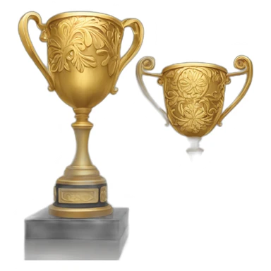 Create a golden trophy shining brilliantly, adorned with intricate designs, set on a pedestal at a prestigious award ceremony, symbolizing achievement and recognition. sticker