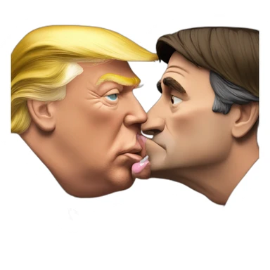 Bolsonaro kissing Donald Trump with hand on his chin sticker