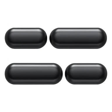 Minimalistic futuristic black medicine pills pack emoji, metallic black and white, reflective sleek surfaces, flat vector design, high-tech clean UI icon sticker