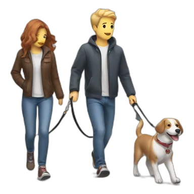 Two dogs walking human on leash sticker