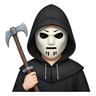 an executioner with a black hood/sheet on his face so we can't see his face but only his eyes and an axe in his hand sticker