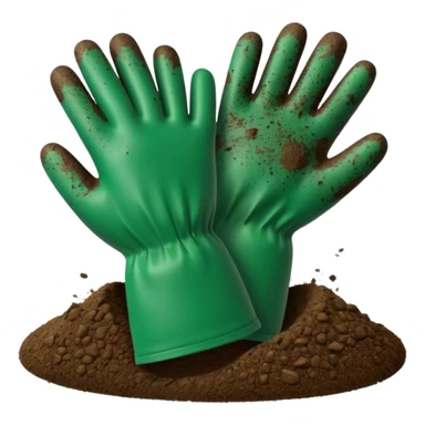 green gloves gardening with dirt sticker