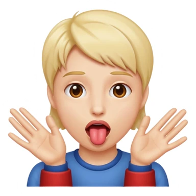 Tongue out and hands facing out to the sides sticker