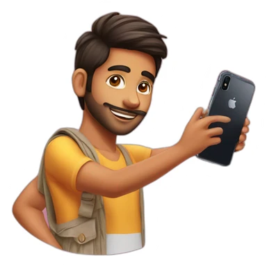 Punjabi young boy taking mirro selfie with iphone x sticker