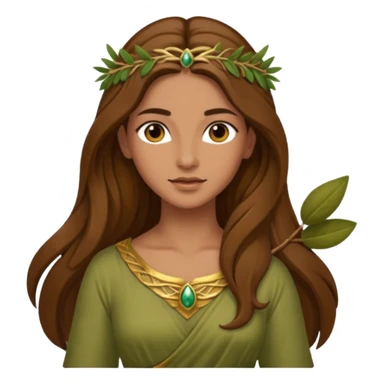 Diana, Nature Goddess from Rome Mythology with long brown hair, olive outfit sticker