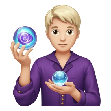 male psychic holding magic glass ball sticker