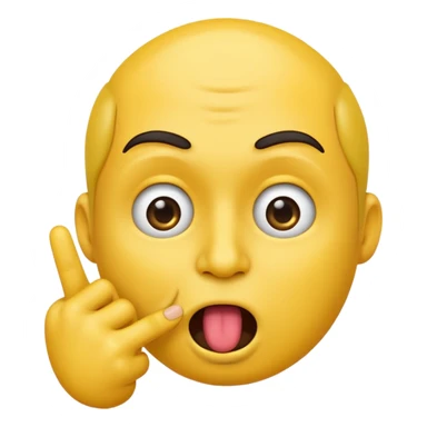 A emoji face with a finger in his mouth sticker
