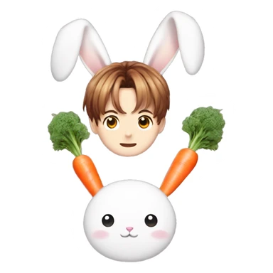 BTS Jungkook with cute bunny ears with carrot sticker