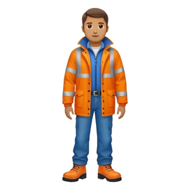 man in hi vis orange coat and jeans sticker