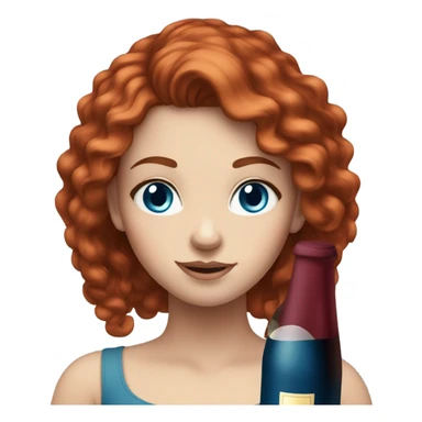 wine red haired white girl with blue eyes sticker