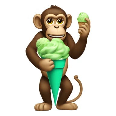 Big monkey eating green ice cream sticker