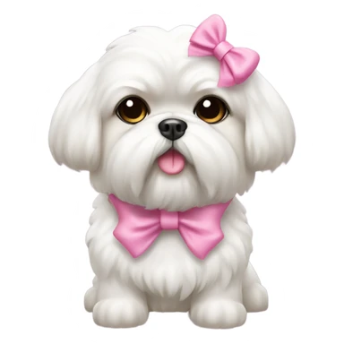 white shihzu with pink bow sticker