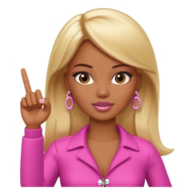 Brown skin blonde hair brown eyed barbie shooting the middle finger  sticker