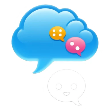 Minimalistic flat vector icon, iOS style, thin black contour on white background. Chat bubble with small AI brain symbol inside. Clean, no text, no shadows sticker