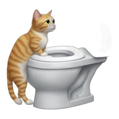 Cat flushing toilet sticker