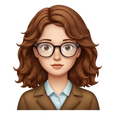Girl with brown wavy hair and freckles and glasses sticker