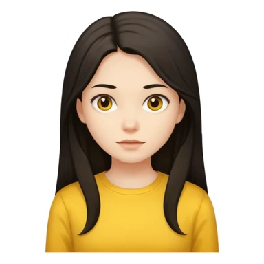 girl on a laptop, long dark hair white skin and yellow shirt long sleeves sticker