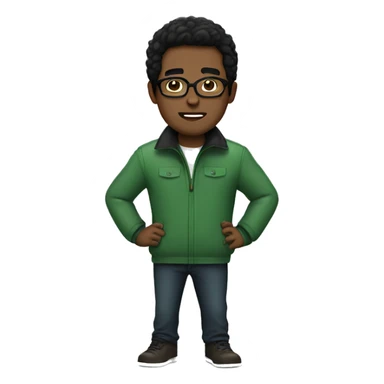 dark brown guy with glasses and black hair wearing green jacket sticker