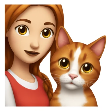 red cat with brunette girl  sticker